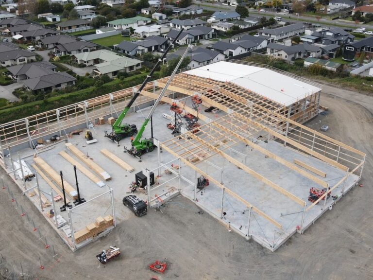 TUMU Building Supplies under construction - aerial view